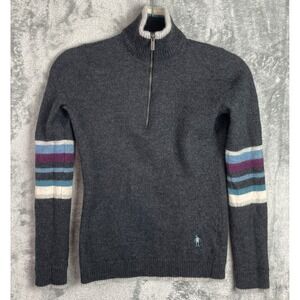 Smartwool Sweater Womens S Gray 100% Merino Wool Quarter Zip Pullover Gorpcore